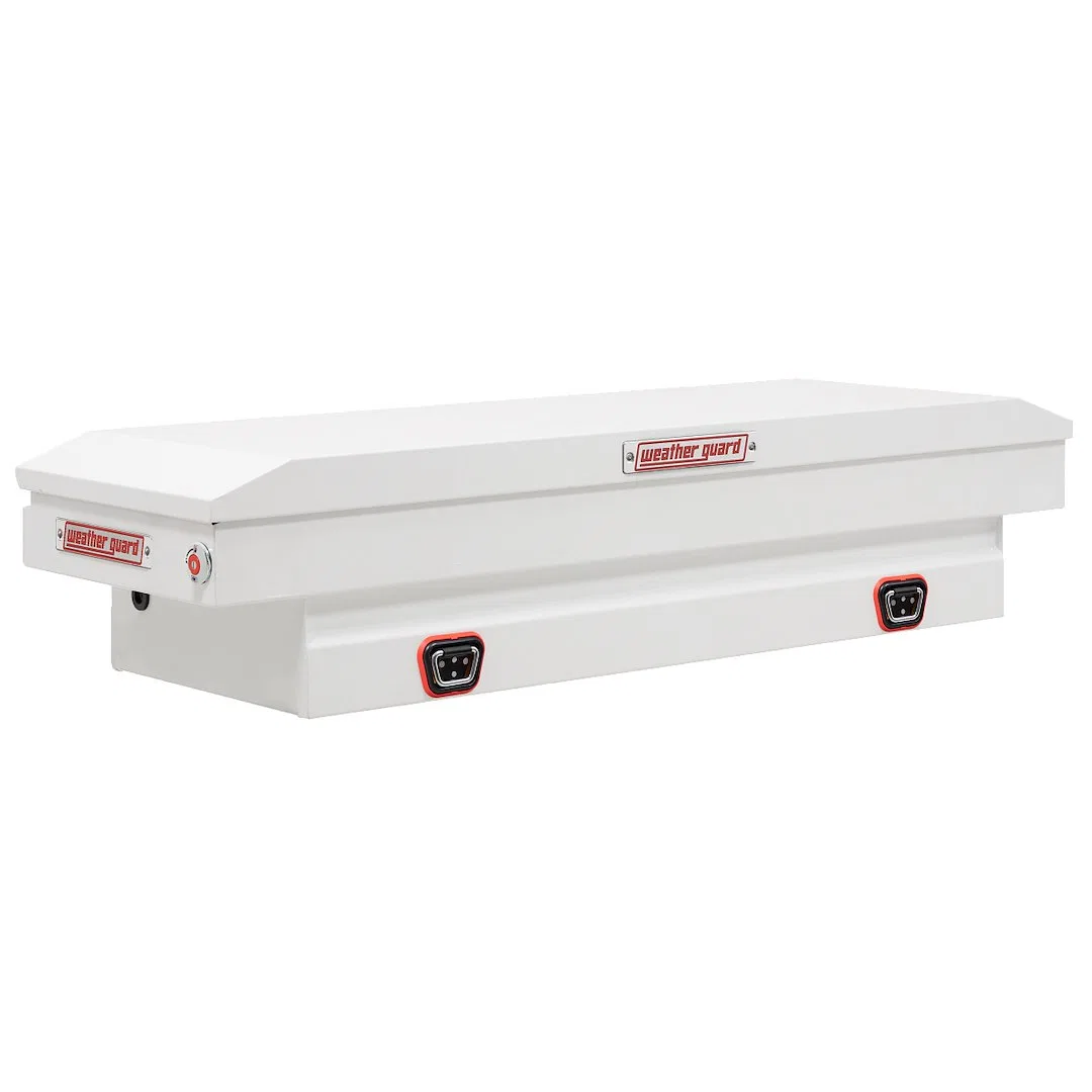156-3-04 – WEATHERGUARD Tool Box, Crossover Single Lid Powder Coated White Steel 20 Inch Length x 62 Inch Width x 13 ...